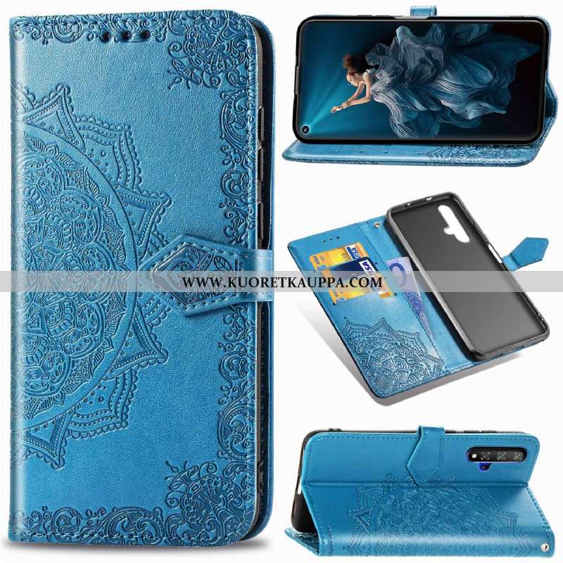 Kuori Huawei Nova 5t, Kuoret Huawei Nova 5t, Kotelo Huawei Nova 5t Nahka Suojaus Kukka Tummansiniset