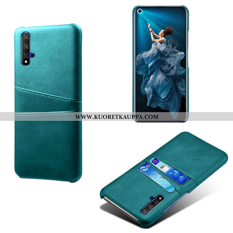 Kuori Huawei Nova 5t, Kuoret Huawei Nova 5t, Kotelo Huawei Nova 5t Suojaus Nahka Kortti Vihreä