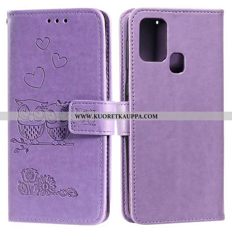 Kuori Huawei P Smart 2020, Kuoret Huawei P Smart 2020, Kotelo Huawei P Smart 2020 Nahkakuori Violett