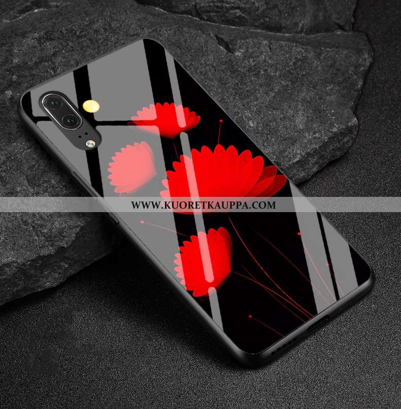 Kuori Huawei P20, Kuoret Huawei P20, Kotelo Huawei P20 Aito Nahka Suojaus Punainen