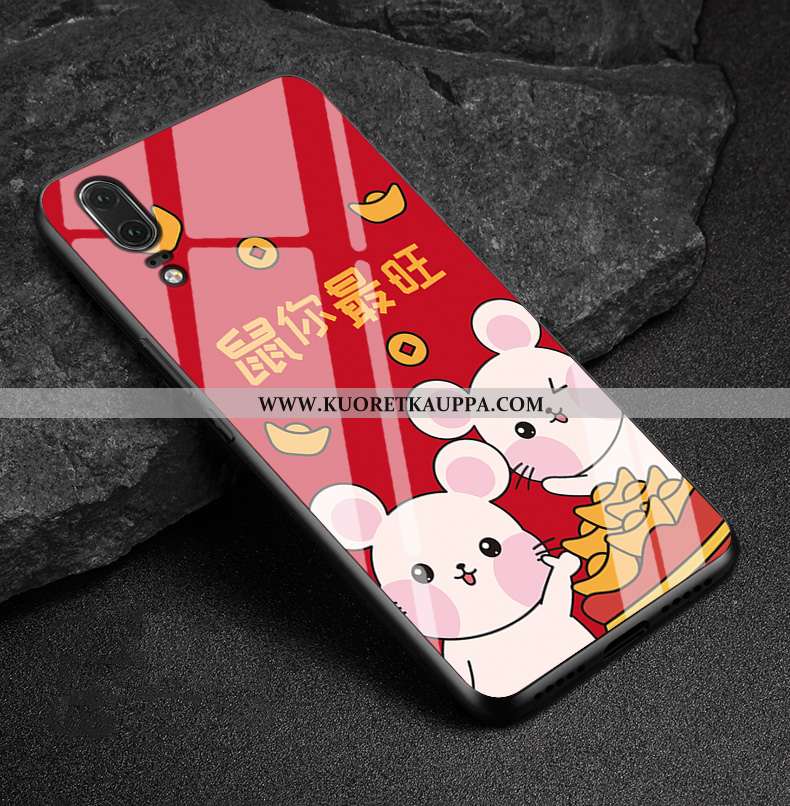 Kuori Huawei P20, Kuoret Huawei P20, Kotelo Huawei P20 Lasi Aito Nahka Puhelimen Punainen Rakastunut