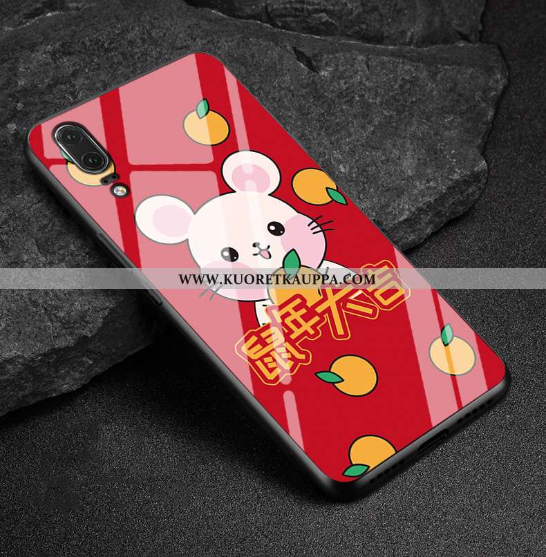 Kuori Huawei P20, Kuoret Huawei P20, Kotelo Huawei P20 Lasi Aito Nahka Puhelimen Punainen Rakastunut