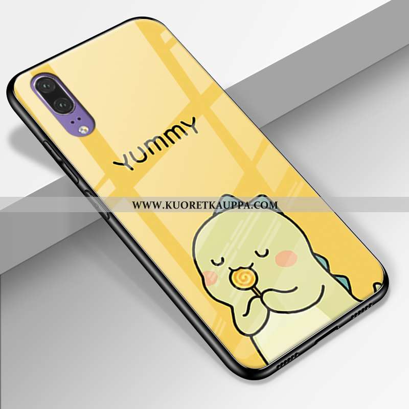 Kuori Huawei P20, Kuoret Huawei P20, Kotelo Huawei P20 Lasi Ihana Aito Nahka All Inclusive Vihreä