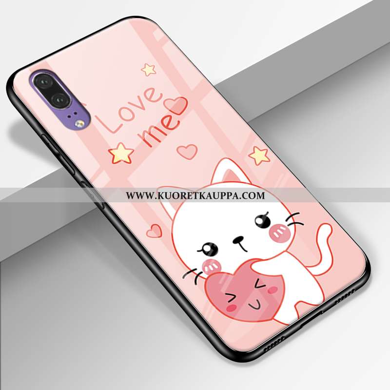 Kuori Huawei P20, Kuoret Huawei P20, Kotelo Huawei P20 Lasi Ihana Aito Nahka All Inclusive Vihreä