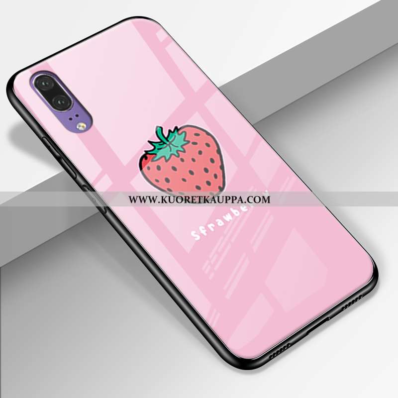 Kuori Huawei P20, Kuoret Huawei P20, Kotelo Huawei P20 Lasi Ihana Aito Nahka All Inclusive Vihreä