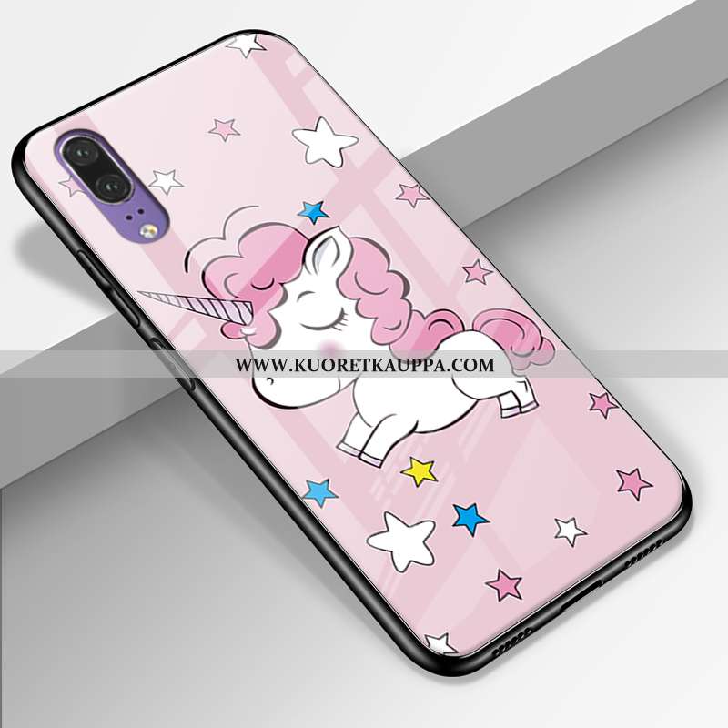 Kuori Huawei P20, Kuoret Huawei P20, Kotelo Huawei P20 Lasi Ihana Aito Nahka All Inclusive Vihreä