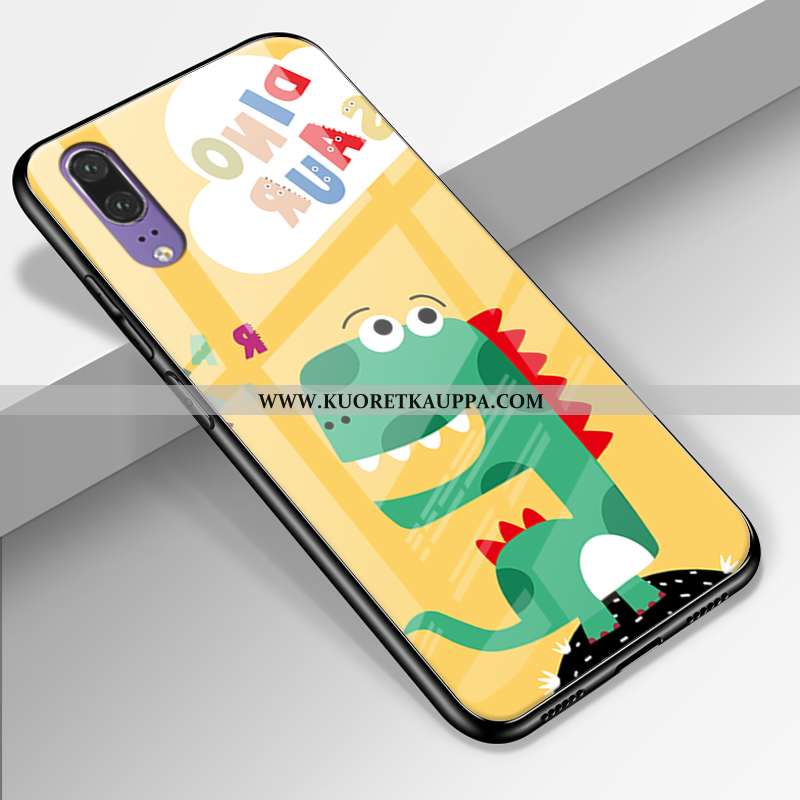 Kuori Huawei P20, Kuoret Huawei P20, Kotelo Huawei P20 Lasi Ihana Aito Nahka All Inclusive Vihreä