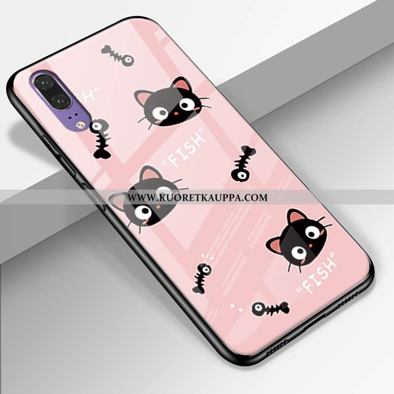 Kuori Huawei P20, Kuoret Huawei P20, Kotelo Huawei P20 Lasi Ihana Aito Nahka All Inclusive Vihreä