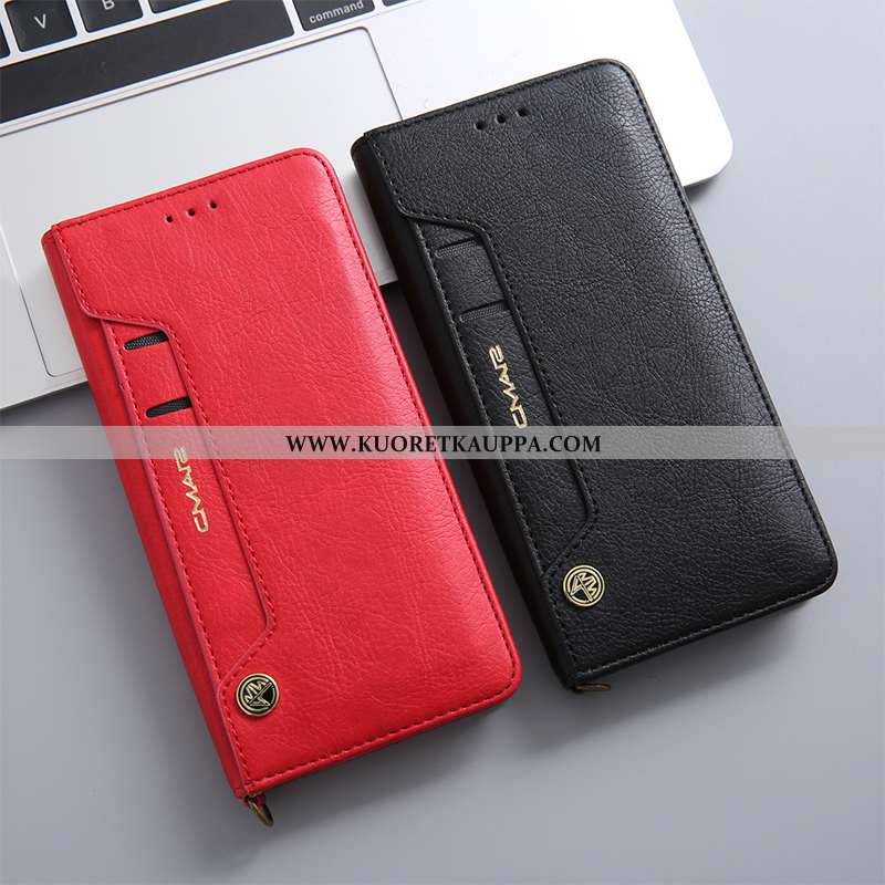 Kuori Huawei P20, Kuoret Huawei P20, Kotelo Huawei P20 Nahkakuori Suojaus Murtumaton Punainen Kortti