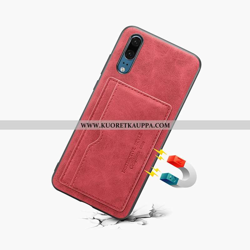 Kuori Huawei P20, Kuoret Huawei P20, Kotelo Huawei P20 Nahkakuori Suojaus Puhelimen Punainen