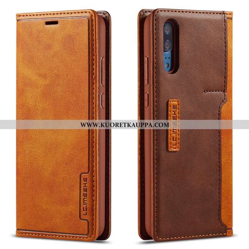 Kuori Huawei P20, Kuoret Huawei P20, Kotelo Huawei P20 Nahkakuori Tila Kaksipuolinen Viininpunainen