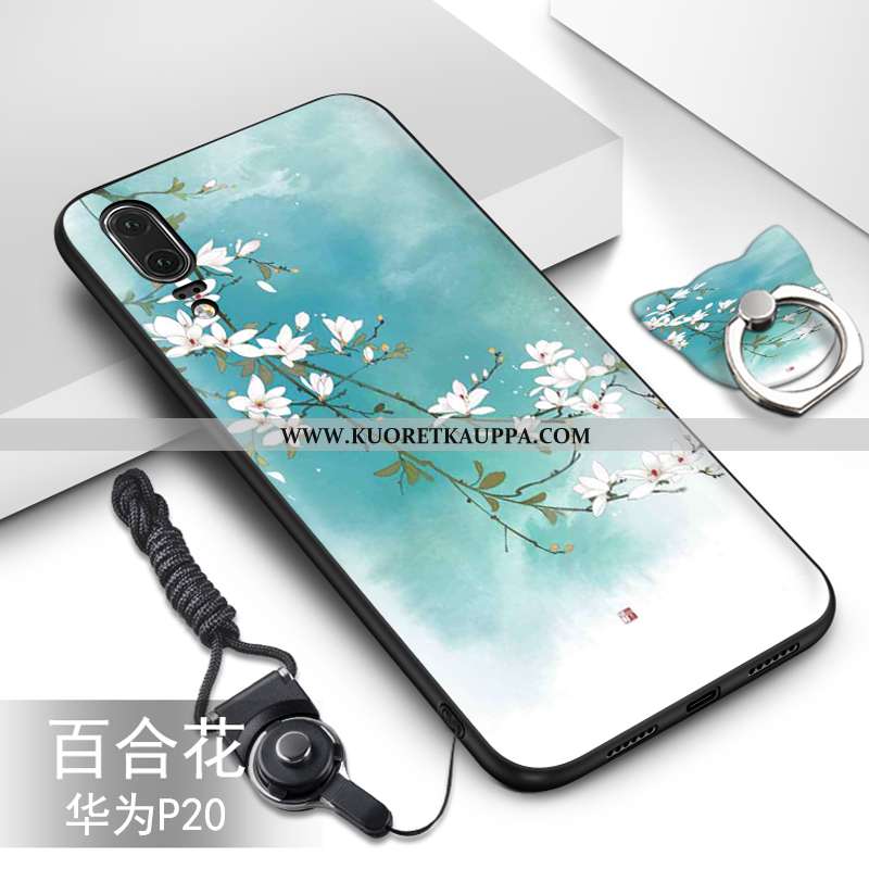 Kuori Huawei P20, Kuoret Huawei P20, Kotelo Huawei P20 Pehmeä Neste Silikoni Suuntaus Vihreä