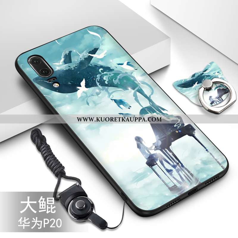 Kuori Huawei P20, Kuoret Huawei P20, Kotelo Huawei P20 Pehmeä Neste Silikoni Suuntaus Vihreä