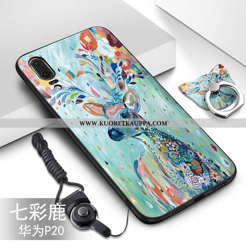 Kuori Huawei P20, Kuoret Huawei P20, Kotelo Huawei P20 Pehmeä Neste Silikoni Suuntaus Vihreä