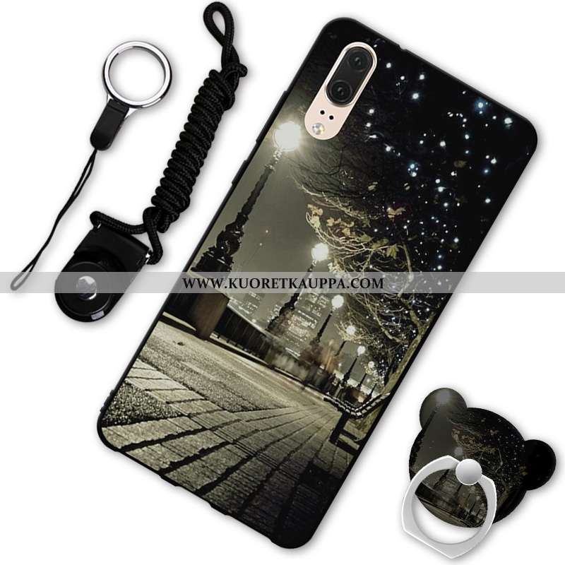 Kuori Huawei P20, Kuoret Huawei P20, Kotelo Huawei P20 Persoonallisuus Suuntaus Musta Suojaus Pehmeä