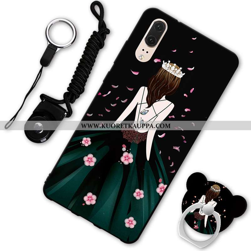 Kuori Huawei P20, Kuoret Huawei P20, Kotelo Huawei P20 Persoonallisuus Suuntaus Musta Suojaus Pehmeä