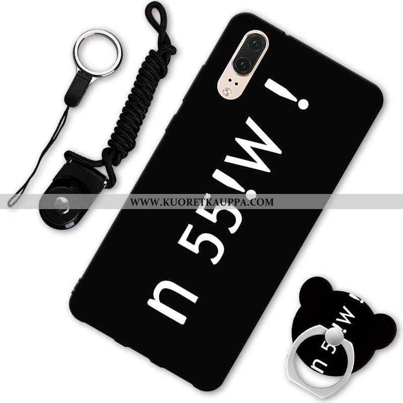 Kuori Huawei P20, Kuoret Huawei P20, Kotelo Huawei P20 Persoonallisuus Suuntaus Musta Suojaus Pehmeä