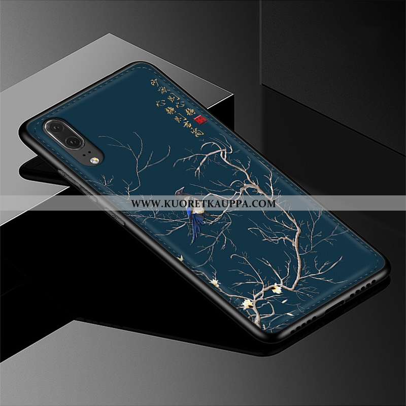 Kuori Huawei P20, Kuoret Huawei P20, Kotelo Huawei P20 Silikoni Suojaus Aito Nahka Kohokuviointi Tum