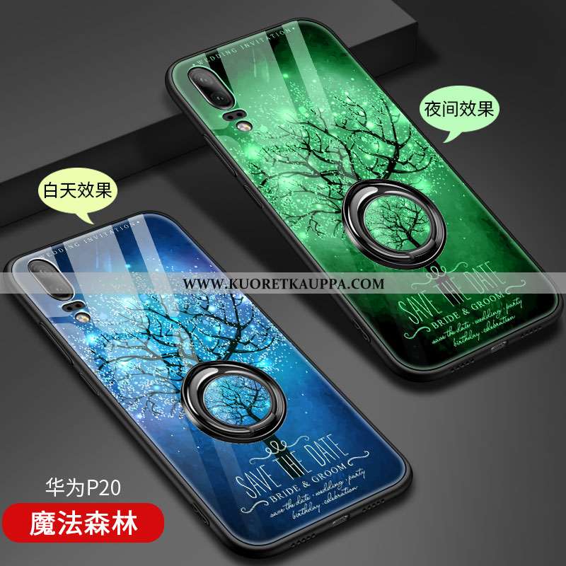 Kuori Huawei P20, Kuoret Huawei P20, Kotelo Huawei P20 Suojaus Lasi Luova Net Red Tummansininen Tumm