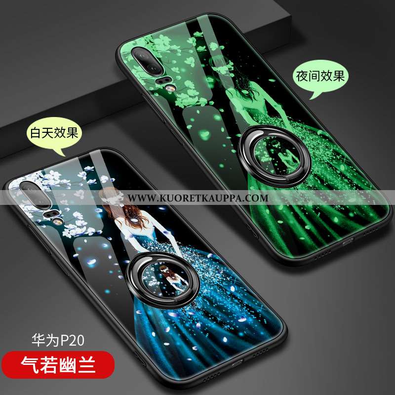 Kuori Huawei P20, Kuoret Huawei P20, Kotelo Huawei P20 Suojaus Lasi Luova Net Red Tummansininen Tumm