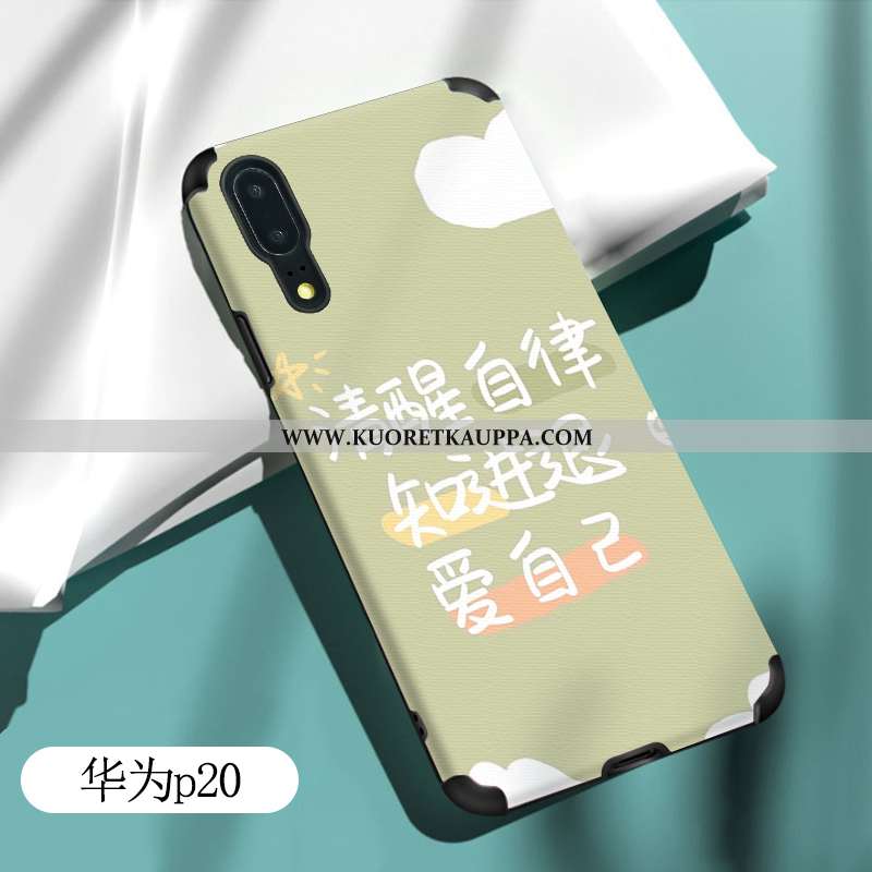 Kuori Huawei P20, Kuoret Huawei P20, Kotelo Huawei P20 Suuntaus Pehmeä Neste Puhelimen Valo Vihreä