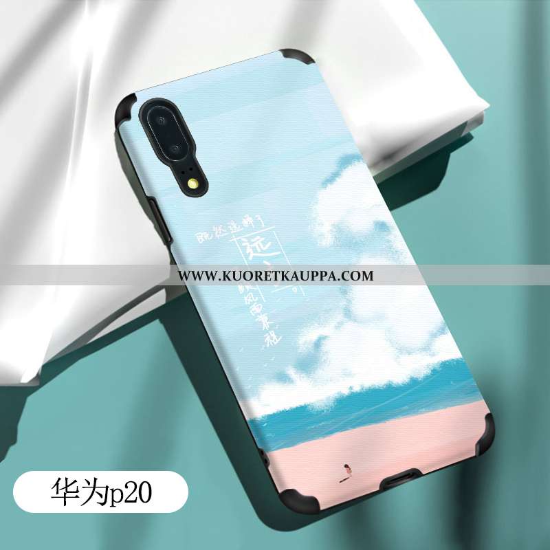 Kuori Huawei P20, Kuoret Huawei P20, Kotelo Huawei P20 Suuntaus Pehmeä Neste Puhelimen Valo Vihreä