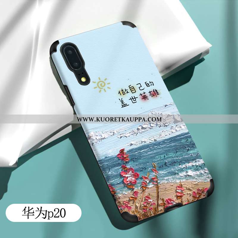 Kuori Huawei P20, Kuoret Huawei P20, Kotelo Huawei P20 Suuntaus Pehmeä Neste Puhelimen Valo Vihreä