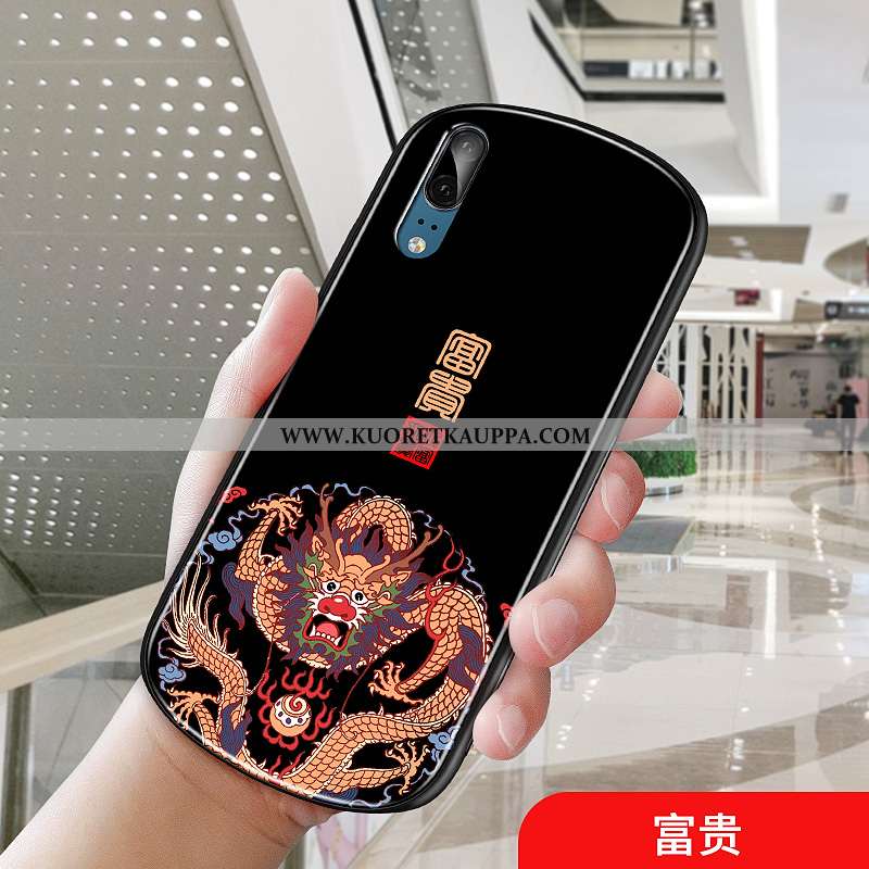 Kuori Huawei P20, Kuoret Huawei P20, Kotelo Huawei P20 Suuntaus Suojaus Lasi Puhelimen Tummansiniset