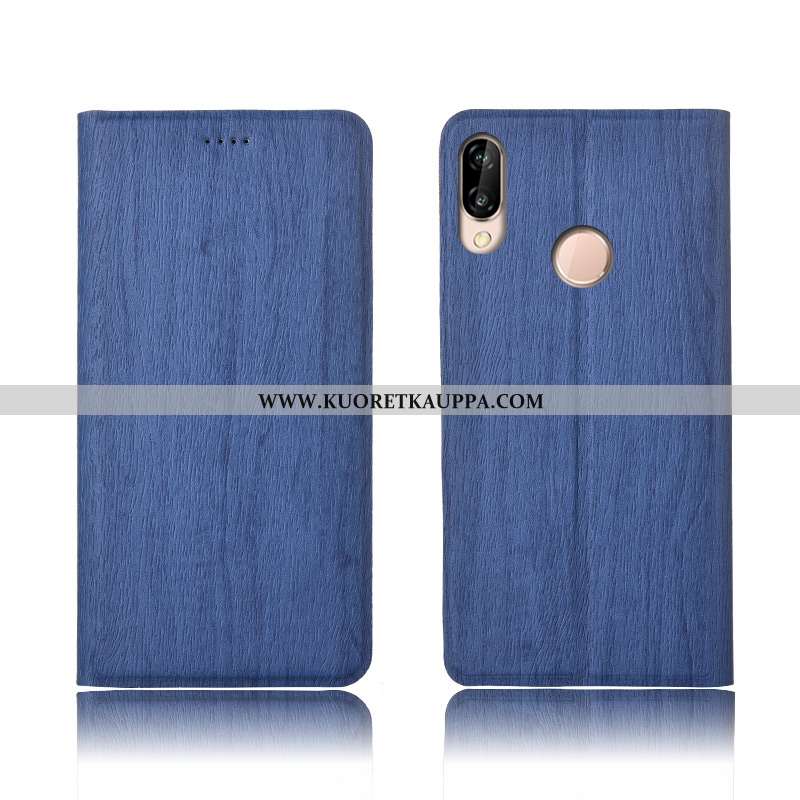 Kuori Huawei P20 Lite, Kuoret Huawei P20 Lite, Kotelo Huawei P20 Lite Silikoni Suojaus Uusi Puu Sini