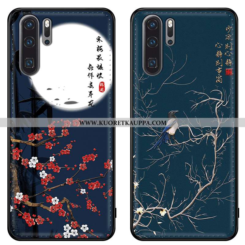 Kuori Huawei P20 Pro, Kuoret Huawei P20 Pro, Kotelo Huawei P20 Pro Silikoni Suojaus Aito Nahka Sinin