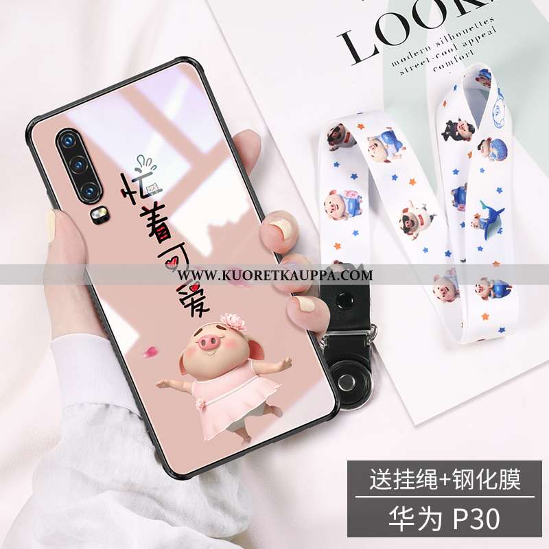 Kuori Huawei P30, Kuoret Huawei P30, Kotelo Huawei P30 Ihana Suuntaus Sarjakuva Valo Ultra Pinkki