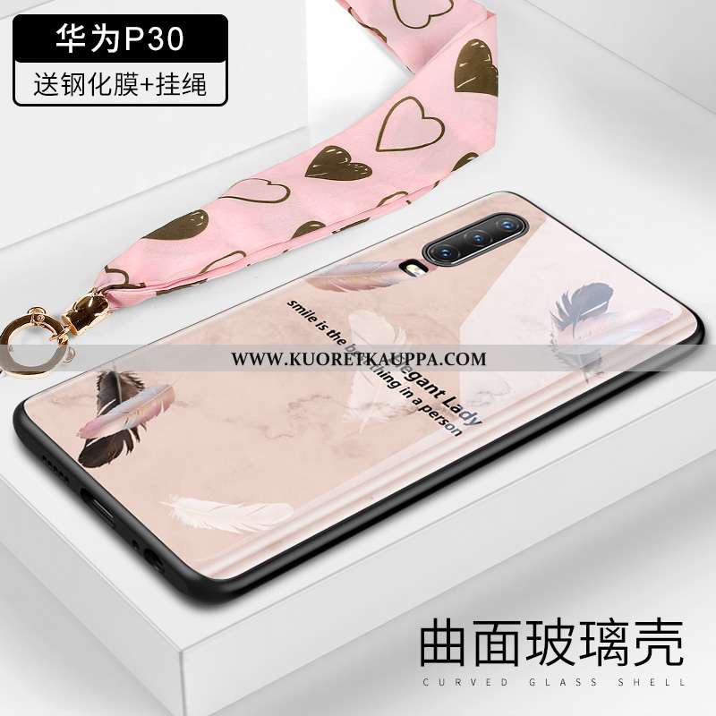 Kuori Huawei P30, Kuoret Huawei P30, Kotelo Huawei P30 Lasi Ripustettavat Koristeet Suuntaus Puhelim
