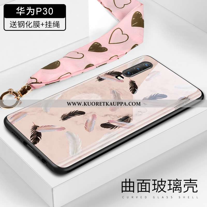 Kuori Huawei P30, Kuoret Huawei P30, Kotelo Huawei P30 Lasi Ripustettavat Koristeet Suuntaus Puhelim
