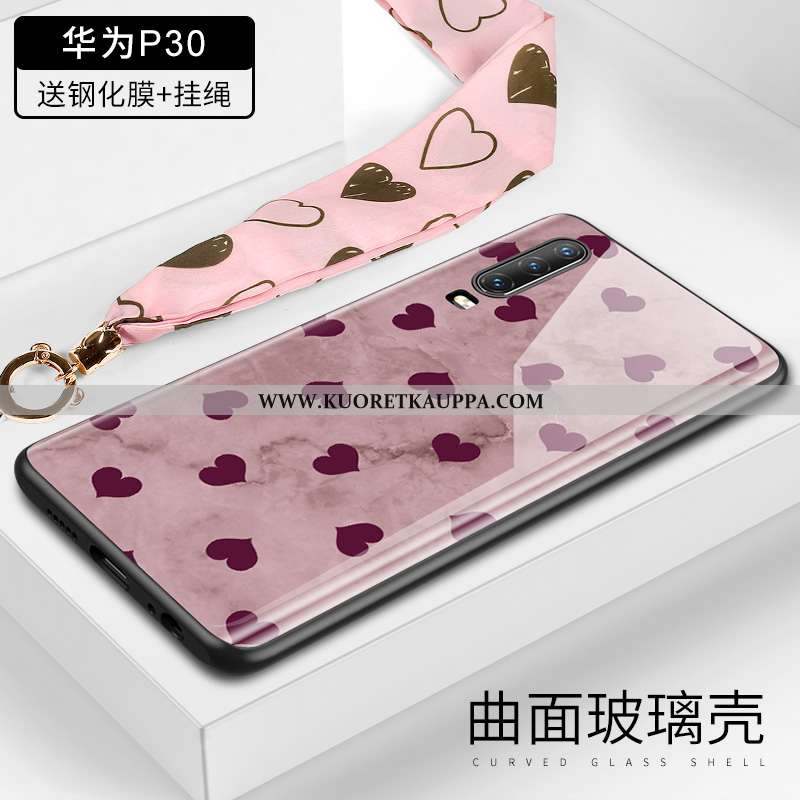 Kuori Huawei P30, Kuoret Huawei P30, Kotelo Huawei P30 Lasi Ripustettavat Koristeet Suuntaus Puhelim