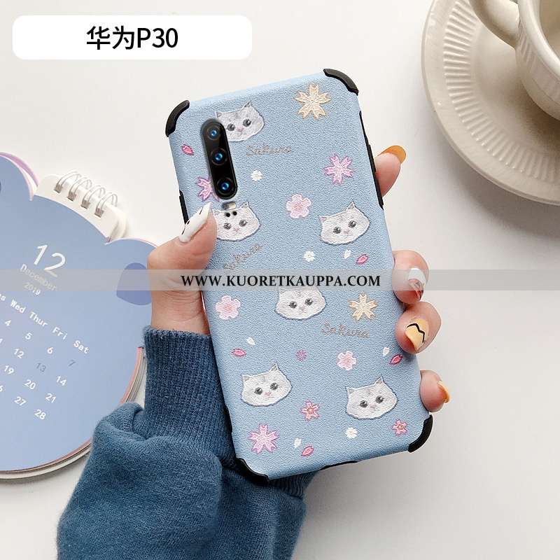 Kuori Huawei P30, Kuoret Huawei P30, Kotelo Huawei P30 Silikoni Suojaus Kukkakuvio Ihana Beige