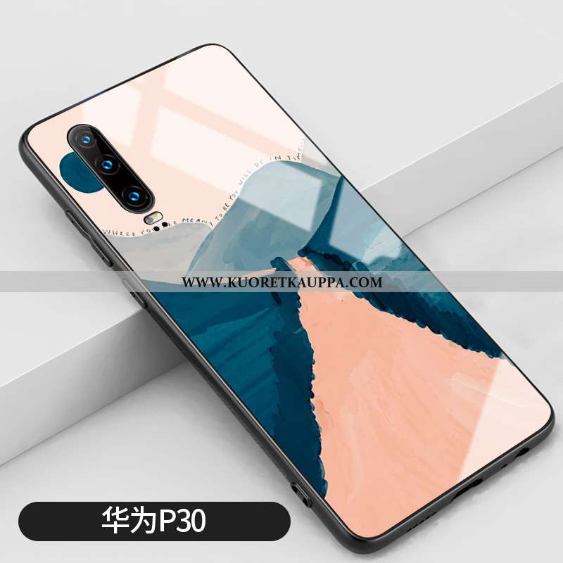 Kuori Huawei P30, Kuoret Huawei P30, Kotelo Huawei P30 Silikoni Suojaus Lasi Murtumaton Net Red Pink
