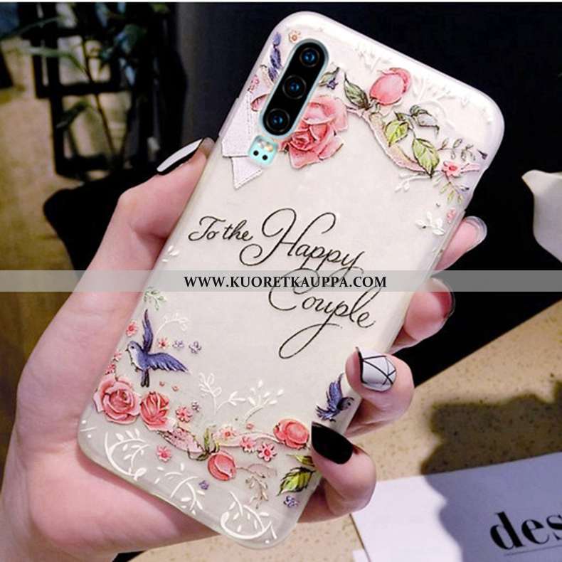 Kuori Huawei P30, Kuoret Huawei P30, Kotelo Huawei P30 Silikoni Suojaus Valo Net Red Pinkki