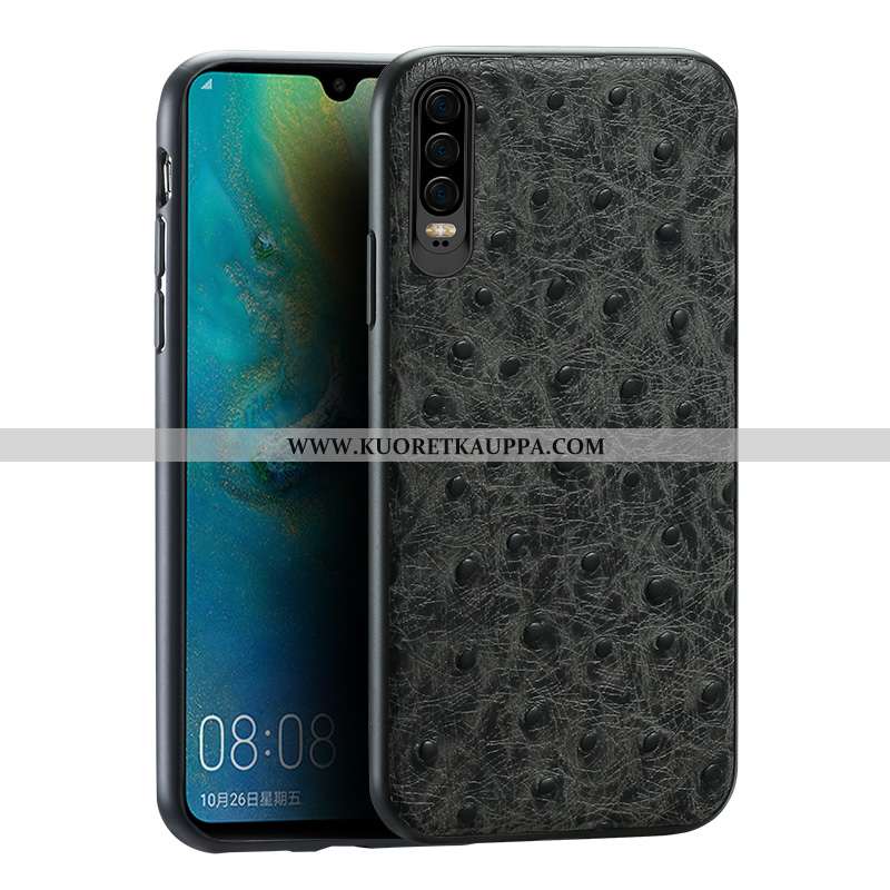 Kuori Huawei P30, Kuoret Huawei P30, Kotelo Huawei P30 Suojaus Aito Nahka All Inclusive Musta Mustat