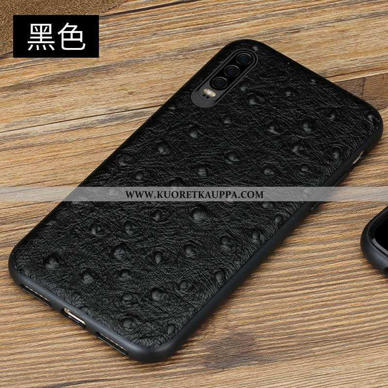 Kuori Huawei P30, Kuoret Huawei P30, Kotelo Huawei P30 Suojaus Aito Nahka All Inclusive Musta Mustat