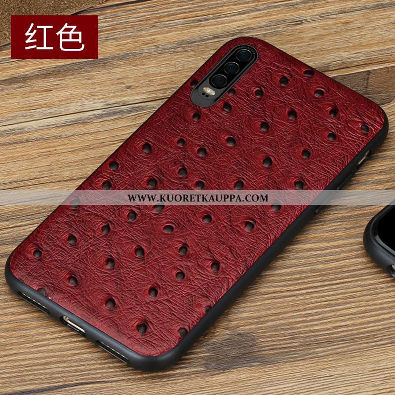 Kuori Huawei P30, Kuoret Huawei P30, Kotelo Huawei P30 Suojaus Aito Nahka All Inclusive Musta Mustat