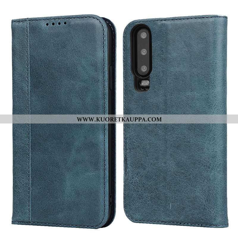 Kuori Huawei P30, Kuoret Huawei P30, Kotelo Huawei P30 Suojaus Aito Nahka Kortti Ylellisyys Punainen