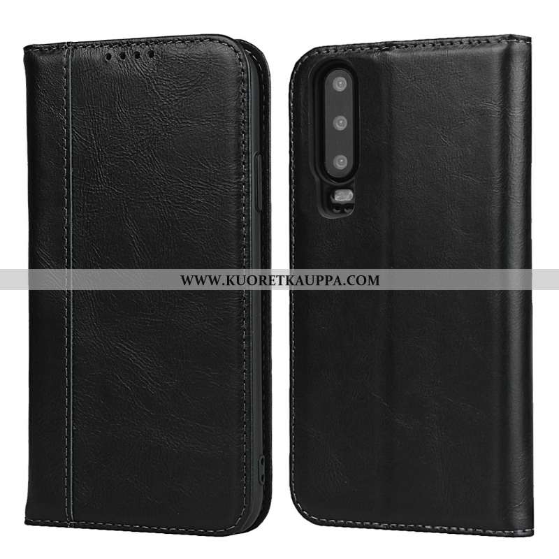 Kuori Huawei P30, Kuoret Huawei P30, Kotelo Huawei P30 Suojaus Aito Nahka Kortti Ylellisyys Punainen