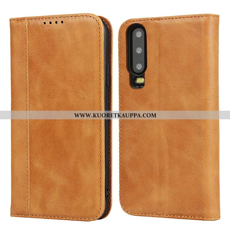 Kuori Huawei P30, Kuoret Huawei P30, Kotelo Huawei P30 Suojaus Aito Nahka Kortti Ylellisyys Punainen