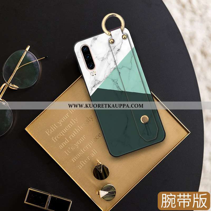Kuori Huawei P30, Kuoret Huawei P30, Kotelo Huawei P30 Suojaus Ripustettavat Koristeet Tuki Vihreä T