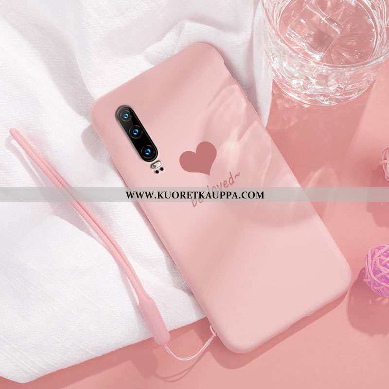 Kuori Huawei P30, Kuoret Huawei P30, Kotelo Huawei P30 Suojaus Tila Sydän Jauhe Murtumaton Pinkki