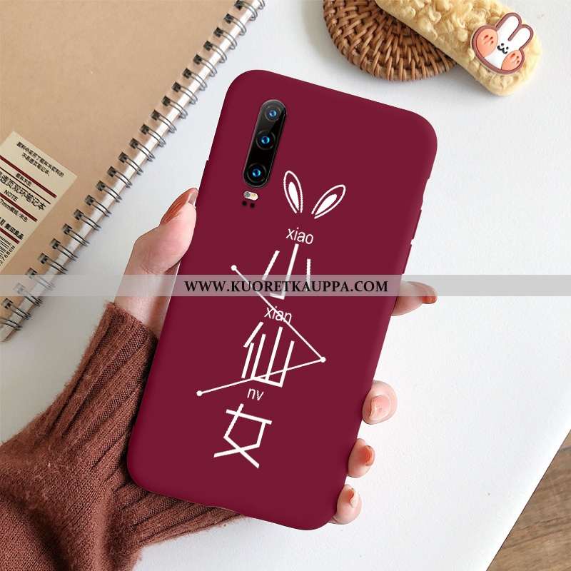 Kuori Huawei P30, Kuoret Huawei P30, Kotelo Huawei P30 Tila Pesty Suede Yksinkertainen Ultra Punaine