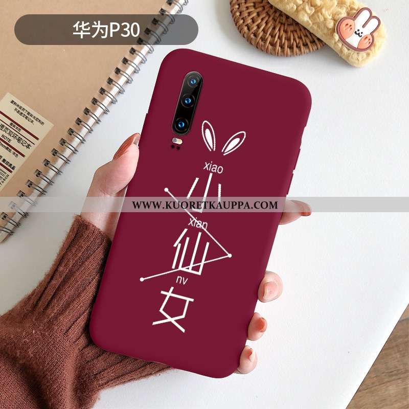 Kuori Huawei P30, Kuoret Huawei P30, Kotelo Huawei P30 Tila Pesty Suede Yksinkertainen Ultra Punaine