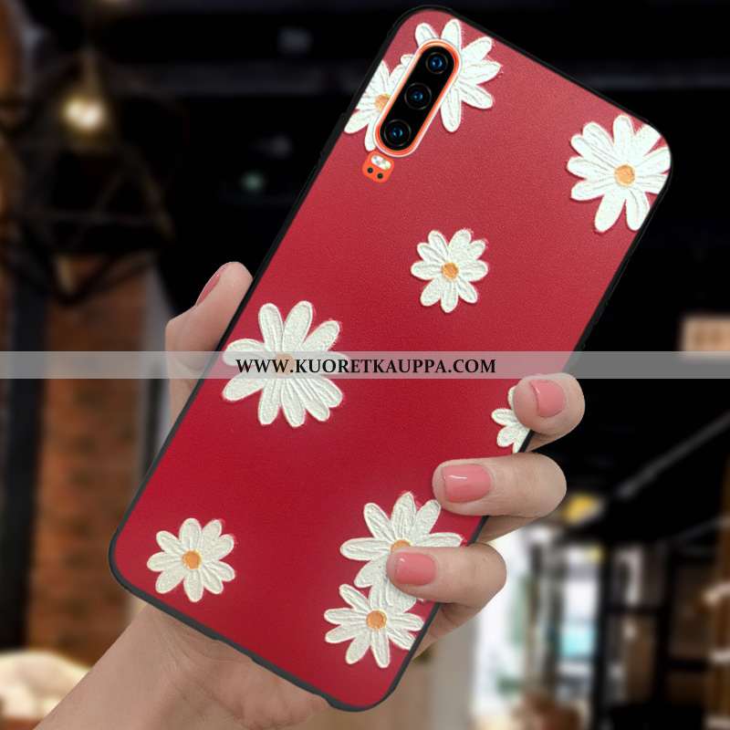 Kuori Huawei P30, Kuoret Huawei P30, Kotelo Huawei P30 Valo Silikoni Suojaus Uusi Punainen