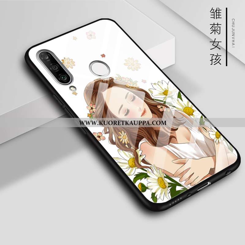 Kuori Huawei P30 Lite, Kuoret Huawei P30 Lite, Kotelo Huawei P30 Lite Lasi Puhelimen Valkoinen