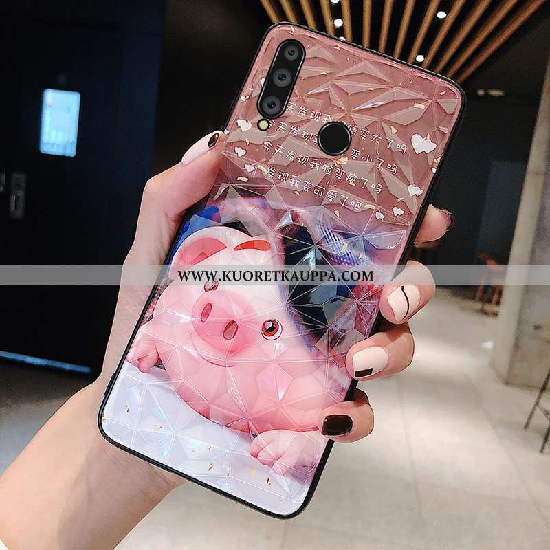 Kuori Huawei P30 Lite, Kuoret Huawei P30 Lite, Kotelo Huawei P30 Lite Sarjakuva Kukkakuvio Viini Pun